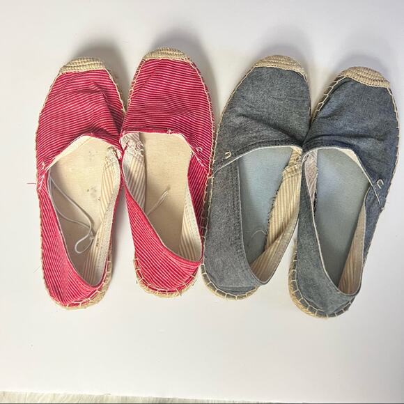 Old Navy Women’s Two Pairs of Canvas Slip On Flats Red and Blue Sz 8 - Picture 3 of 13